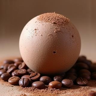 Bomba de baño de chocolate, tonos marrón y crema